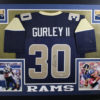 Todd Gurley Autographed Los Angeles Rams Framed Blue XL Jersey BAS 11014