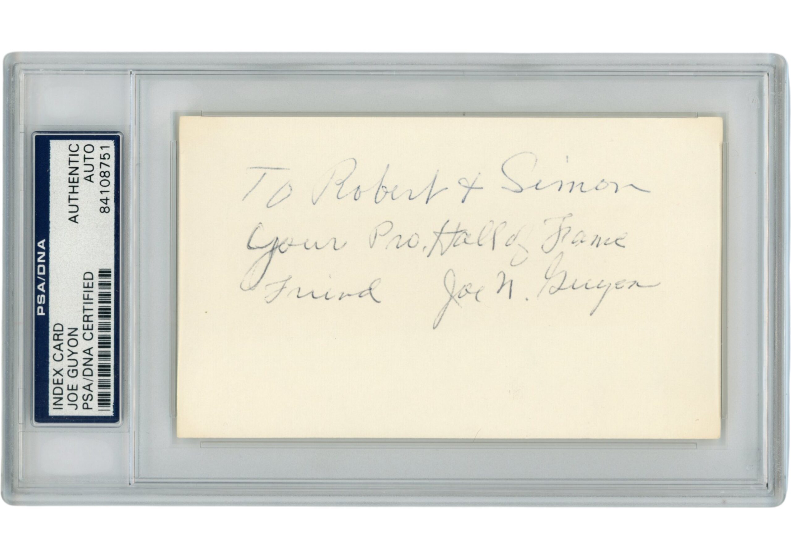 Joe Guyon Autographed Canton Bulldogs Index Card Personalized Slab PSA 54901