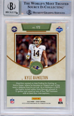 Kyle Hamilton Autographed 2022 Legacy #172 (Grade 10 ) Beckett Slabbed