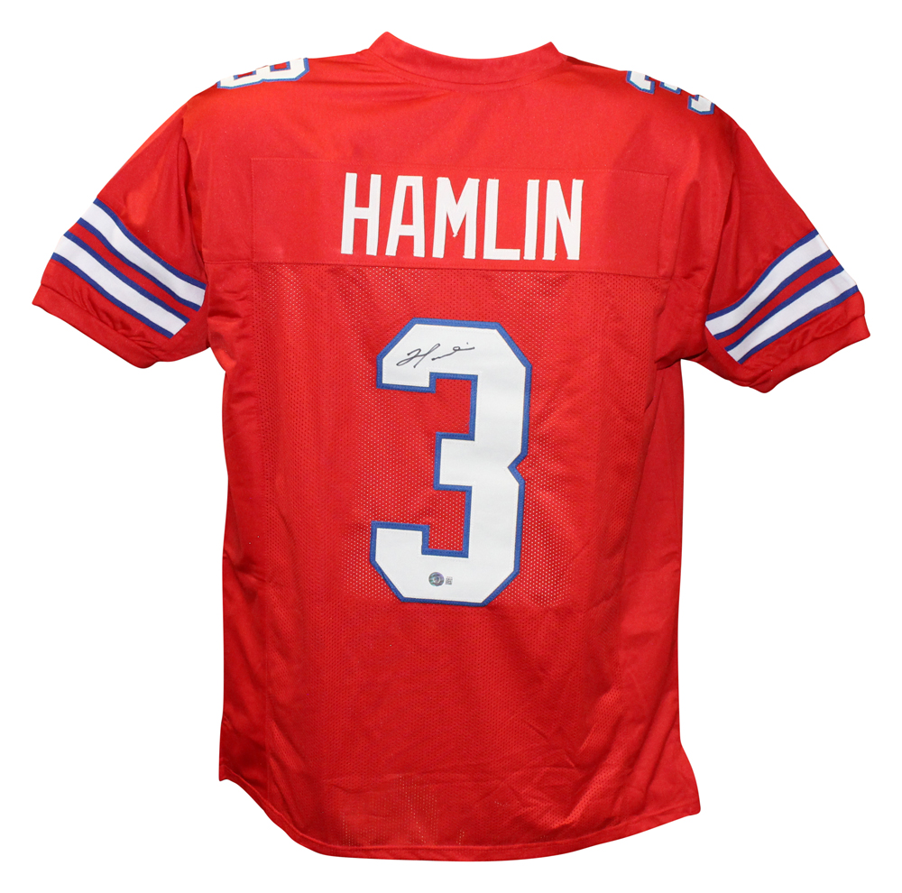 Damar Hamlin Autographed/Signed Pro Style Red XL Jersey Beckett