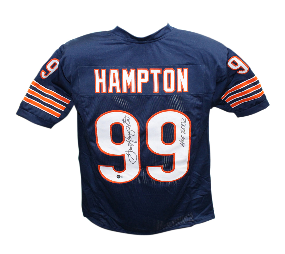 Dan Hampton Autographed/Signed Pro Style Blue HOF Jersey Beckett 