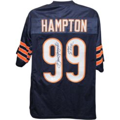 Dan Hampton Autographed/Signed Pro Style Jersey Blue Size XL HOF 02 TRI 58780