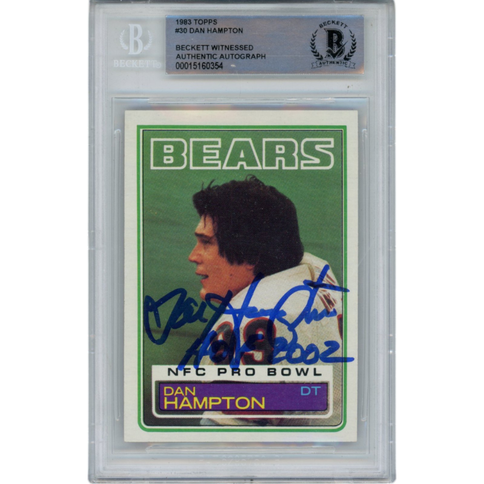 Dan Hampton Autographed/Signed 1983 Topps #30 Slabbed Trading Card Beckett 49362