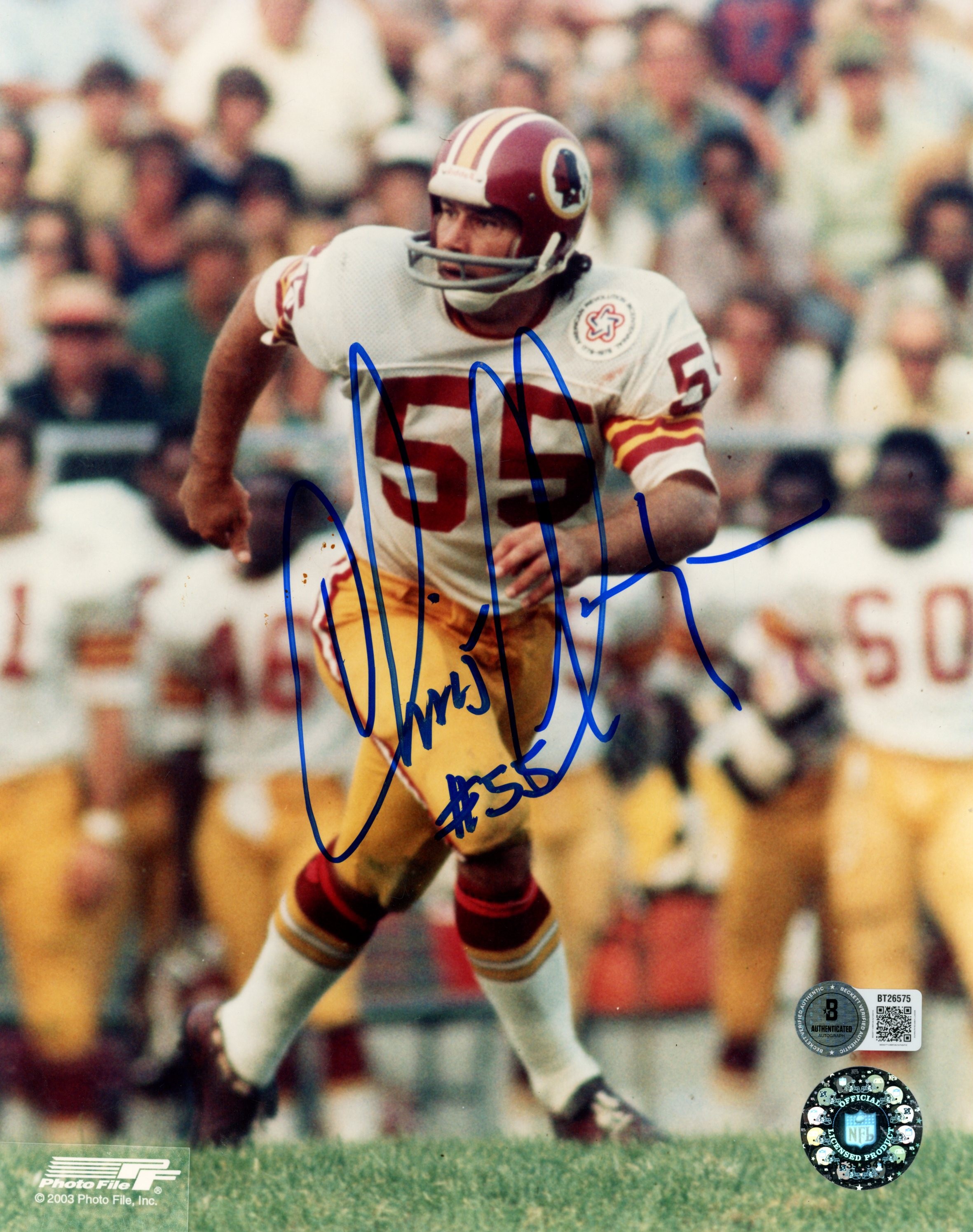 Chris Hanburger Autographed Washington Redskins 8x10 Photo PF Beckett 56775