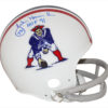 John Hannah Autographed New England Patriots 2 Bar Mini Helmet HOF BAS 32200