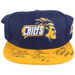Slap Shot Hanson Brothers Autographed Chiefs Snapback Hat Beckett 55949