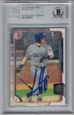 Ian Happ Autographed/Signed Chicago Cubs 2015 Bowman Draft Card BAS Slab 25205