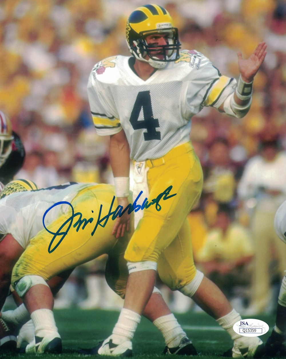 Jim Harbaugh Autographed/Signed Michigan Wolverines 8x10 Photo JSA 30306