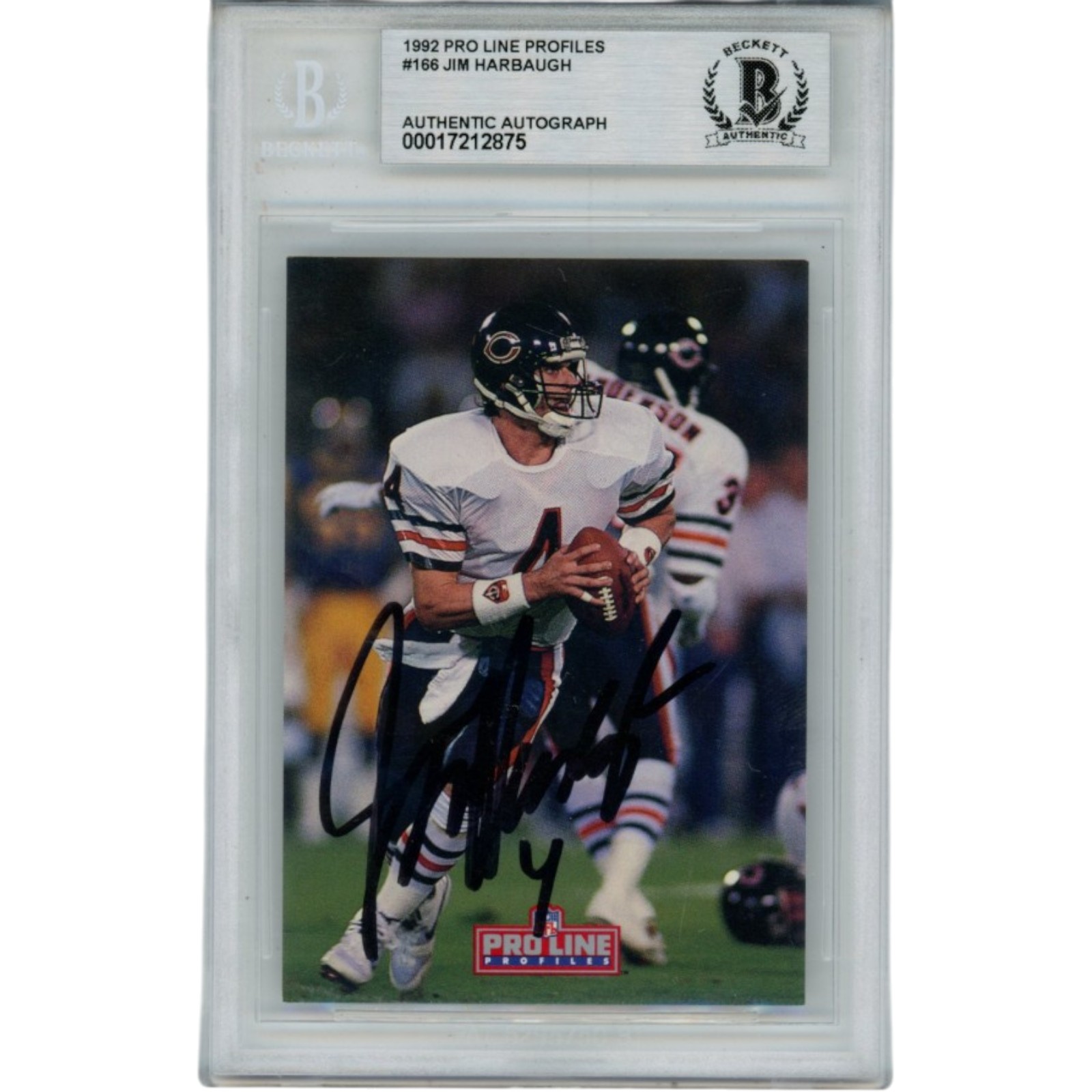 Jim Harbaugh Signed Chicago Bears 92 Pro Line Trading Card Slab Beckett 56114