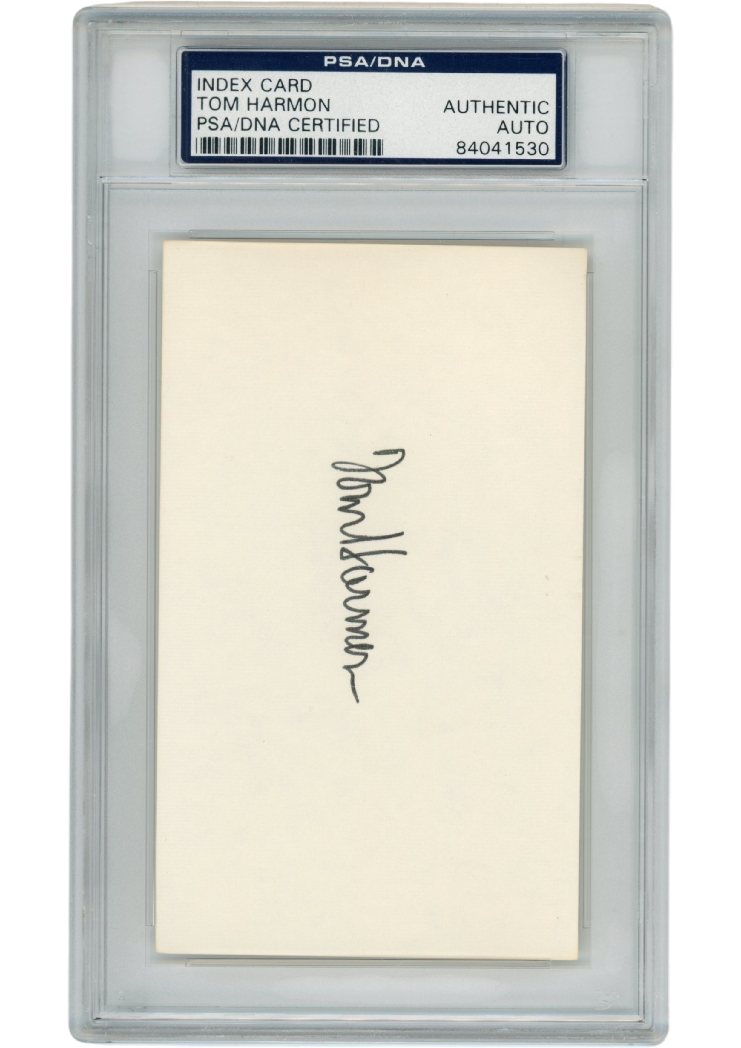 Tom Harmon Autographed/Signed Michigan Wolverines Index Card Slabbed PSA 54928