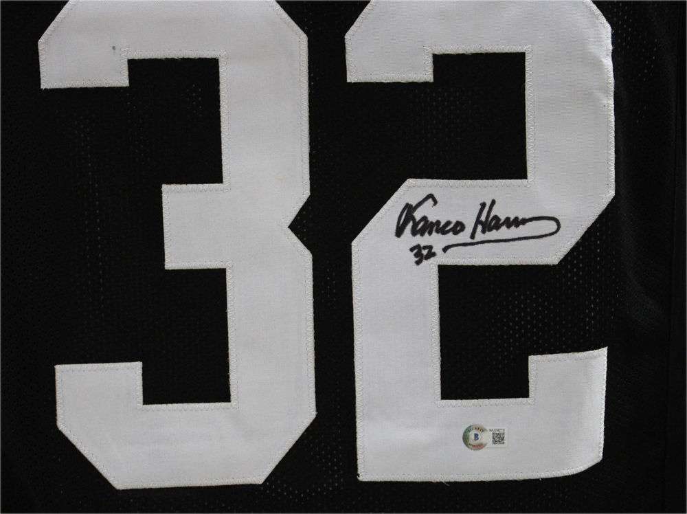 Franco Harris Autographed/Signed Pro Style Black XL Jersey Beckett