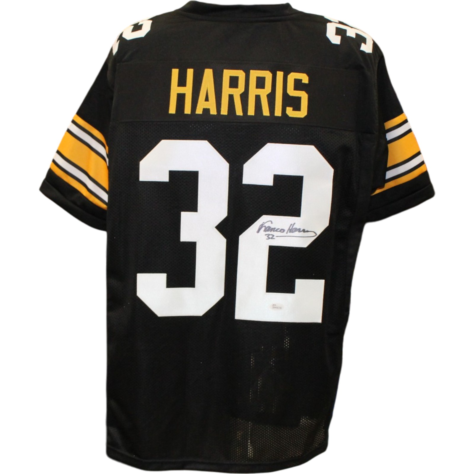 Franco Harris Autographed/Signed Pro Style Size XL Black Jersey JSA 57027 1 Franco Harris Autographed/Signed Pro Style Size XL Black Jersey JSA 57027
