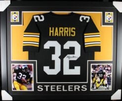 Franco Harris Autographed Pittsburgh Steelers Framed Jersey Black #2 JSA 58643