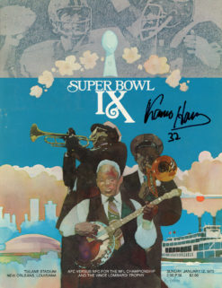Franco Harris Autographed/Signed Super Bowl IX Program Beckett 37376