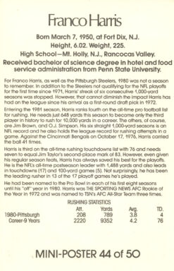 Franco Harris Pittsburgh Steelers Mini Poster 44/50 Marketcom 46233