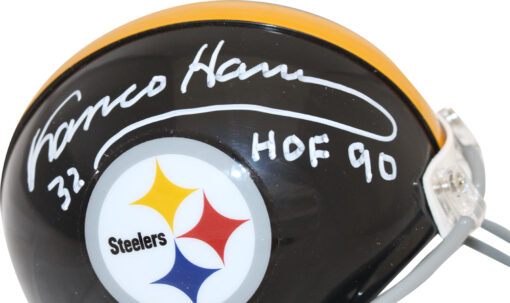 Franco Harris Signed Pittsburgh Steelers VSR4 63-76 Mini Helmet HOF BAS
