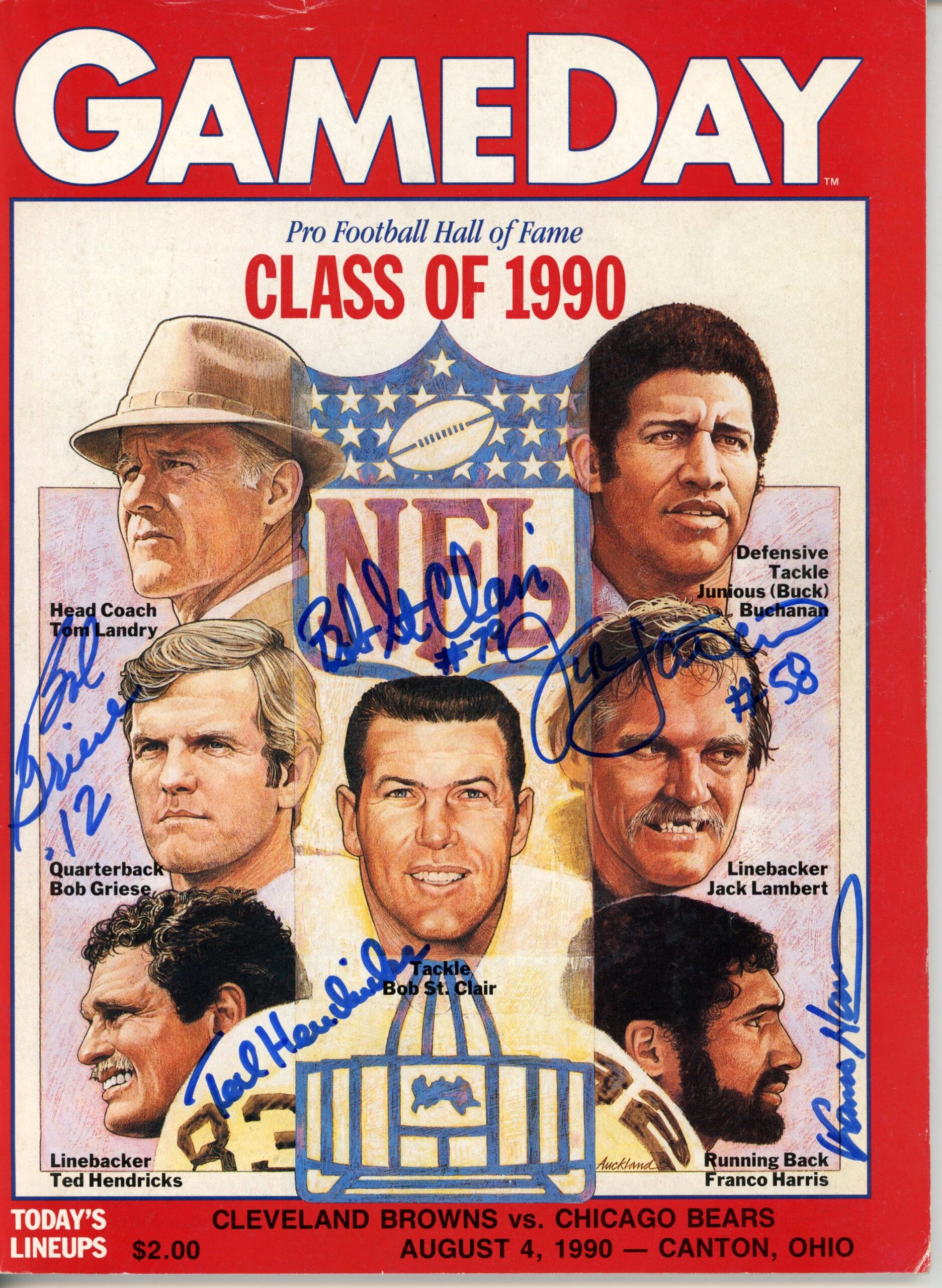 Harris Lambert Hendricks Griese St. Clair Signed HOF 1990 Magazine JSA 55068