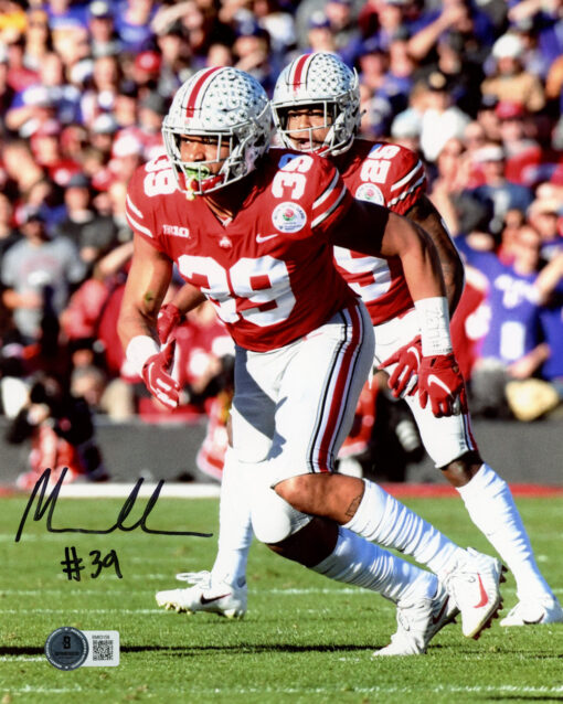 Malik Harrison Autographed Ohio State Buckeyes 8x10 Photo Beckett 47357