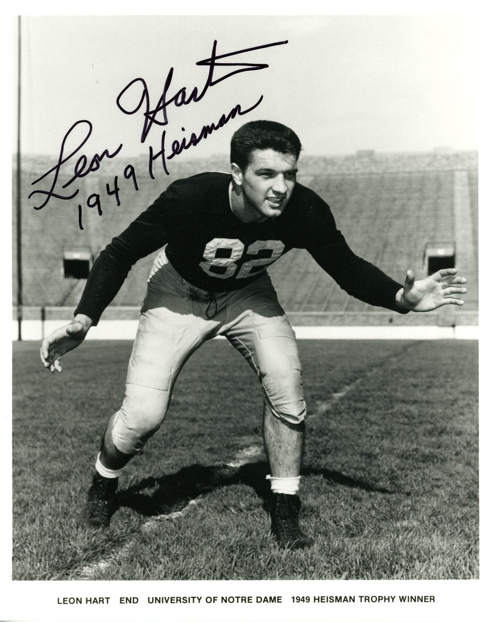 Leon Hart Signed Notre Dame Fighting Irish 8x10 Photo Heisman 1949 PSA