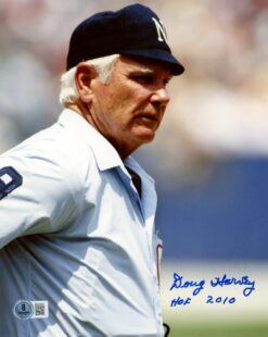 Doug Harvey Autographed/Signed Umpire 8x10 Photo HOF Beckett 57439