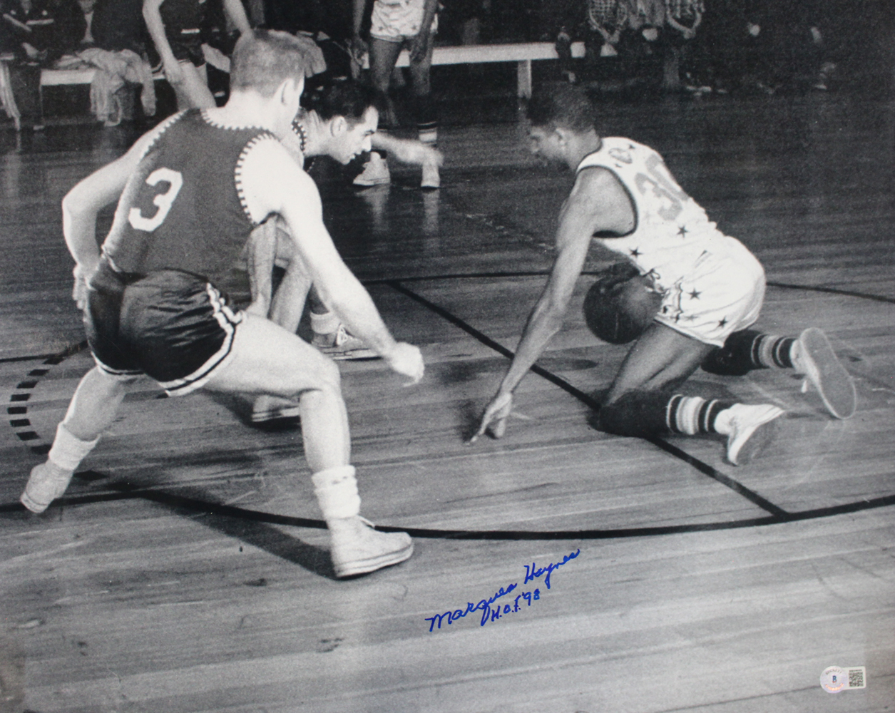 Marques Hayes Autographed Harlem Globetrotters 16x20 Photo HOF BAS