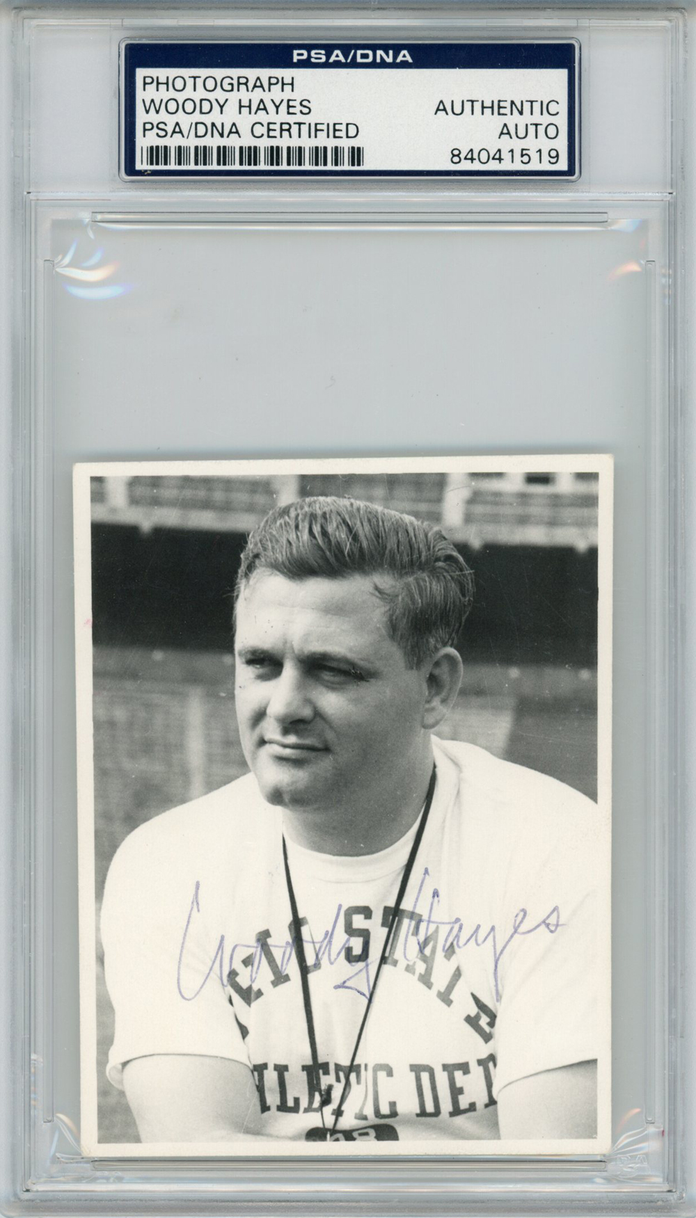 Woody Hayes Autographed Ohio State Buckeyes Photograph Card PSA Slab 32916