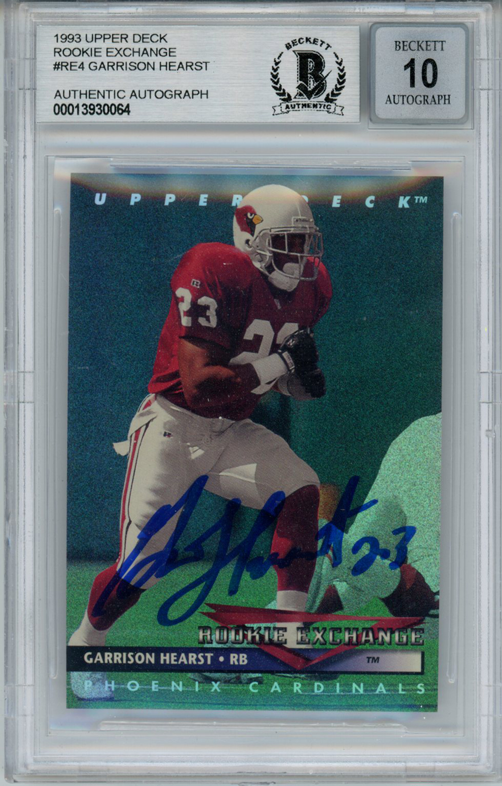 Garrison Hearst Autographed 1993 Upper Deck Rookie Card Beckett Slab