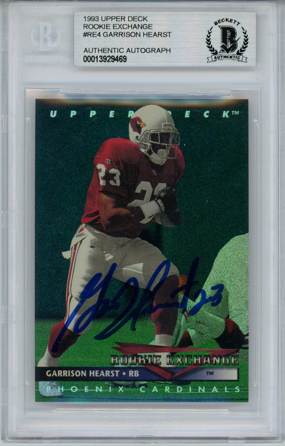 Garrison Hearst Autographed 1993 Upper Deck Rookie Card Beckett Slab