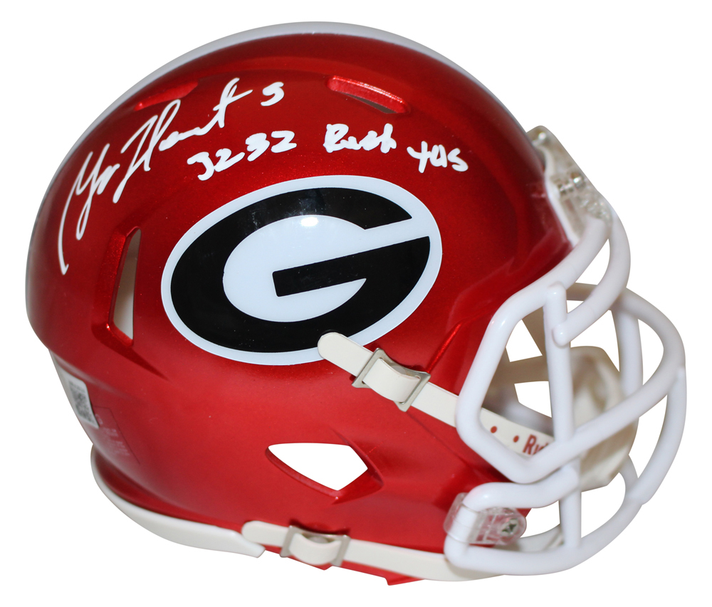 Garrison Heart Signed Georgia Bulldogs Flash Mini Helmet 3232 Rush Yds BAS