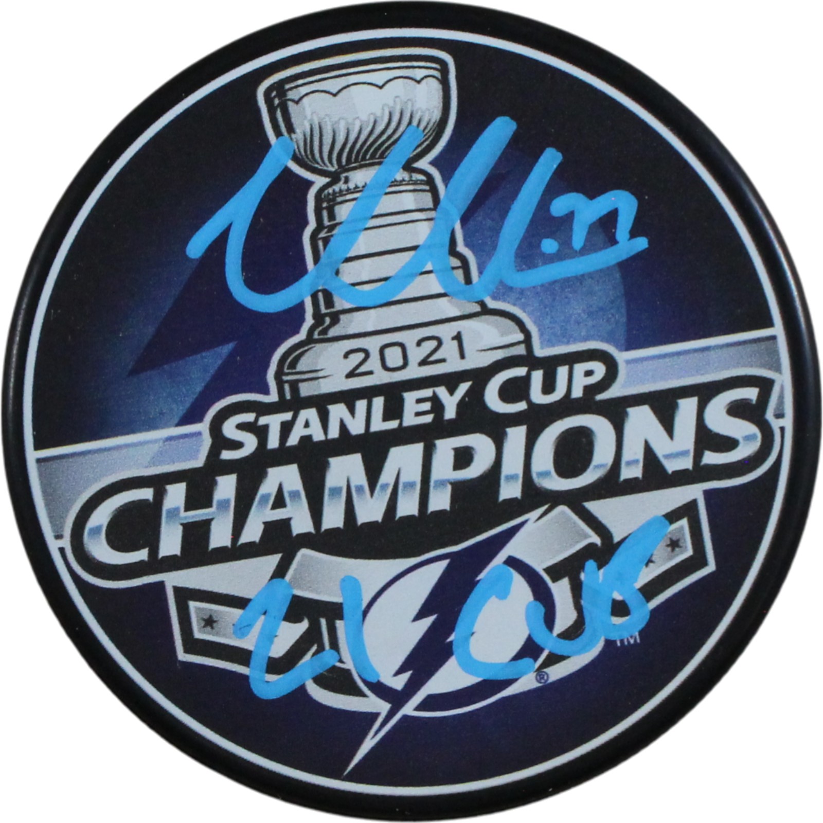 Victor Hedman Signed Tampa Bay Lightning 21 SC Champ Pucks 21 Cup Fanatics 53845