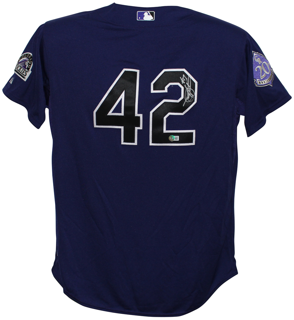 Todd Helton Signed Rockies Game Used Jackie Robinson 42 Jersey MLB/BAS