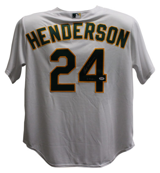 Rickey Henderson Signed Oakland Athletics Majestic White XL Jersey PSA 25796