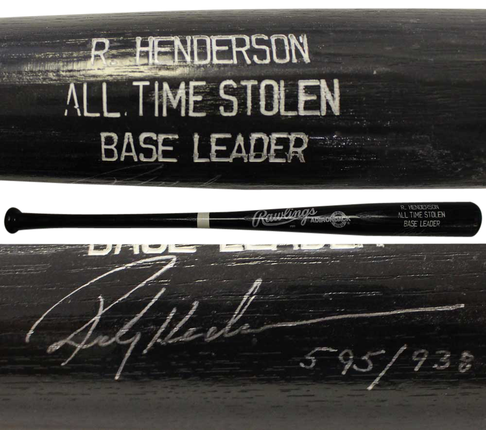 Rickey Henderson Autographed Oakland Athletics Rawlings Bat Beckett