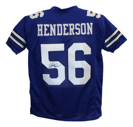 Thomas Hollywood Henderson Autographed/Signed Pro Style Blue XL Jersey 25114