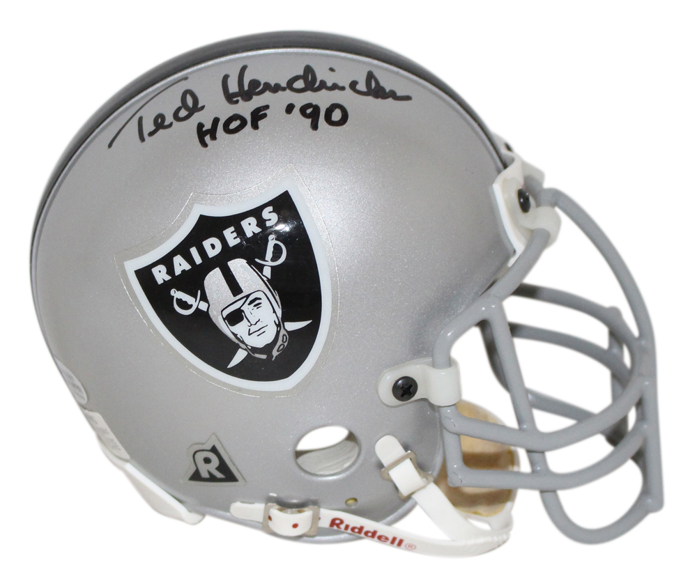 Ted Hendricks & Willie Brown Signed Raiders Authentic Mini Helmet BAS