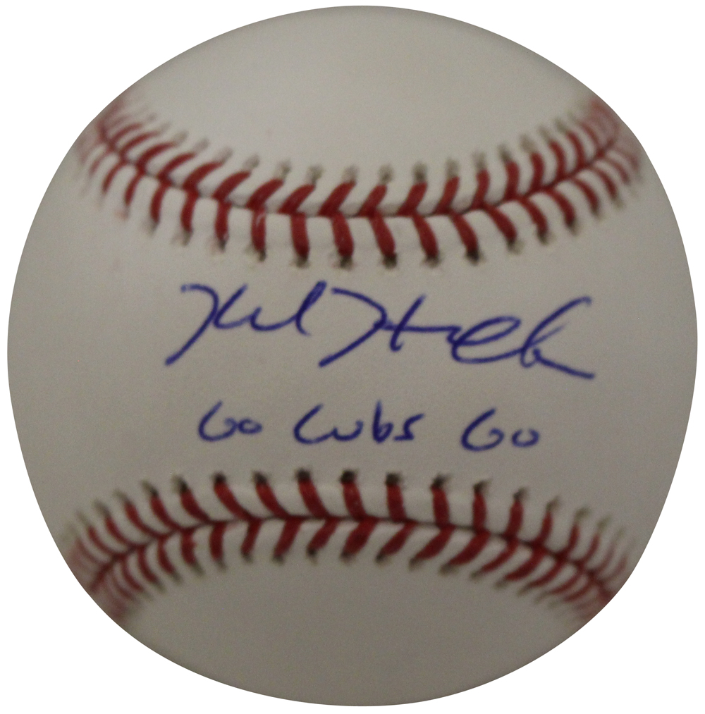 Kyle Hendricks Autographed OML Baseball Chicago Cubs Go Cubs Go FAN