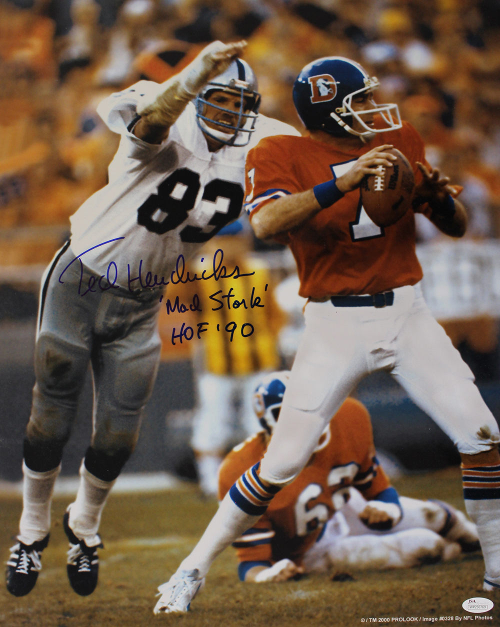 Ted Hendricks Signed Oakland Raiders Dry Mounted 16x20 Photo JSA