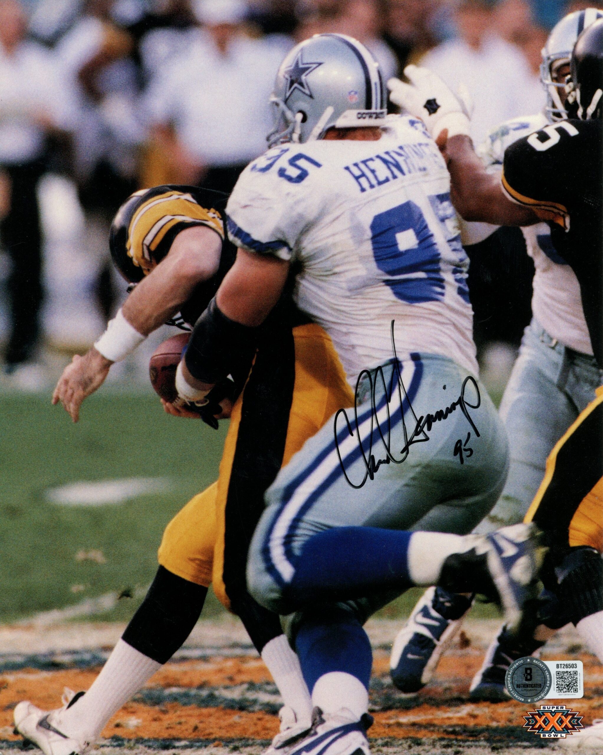 Chad Hennings Autographed Dallas Cowboys 8x10 Photo SBXXX Beckett 56809