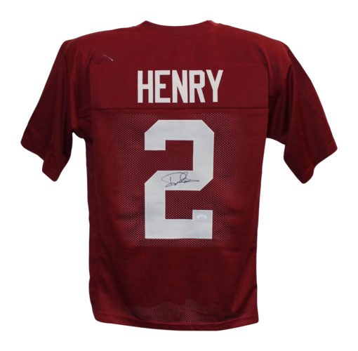 Derrick Henry Autographed/Signed College Style Red XL Jersey JSA 26742
