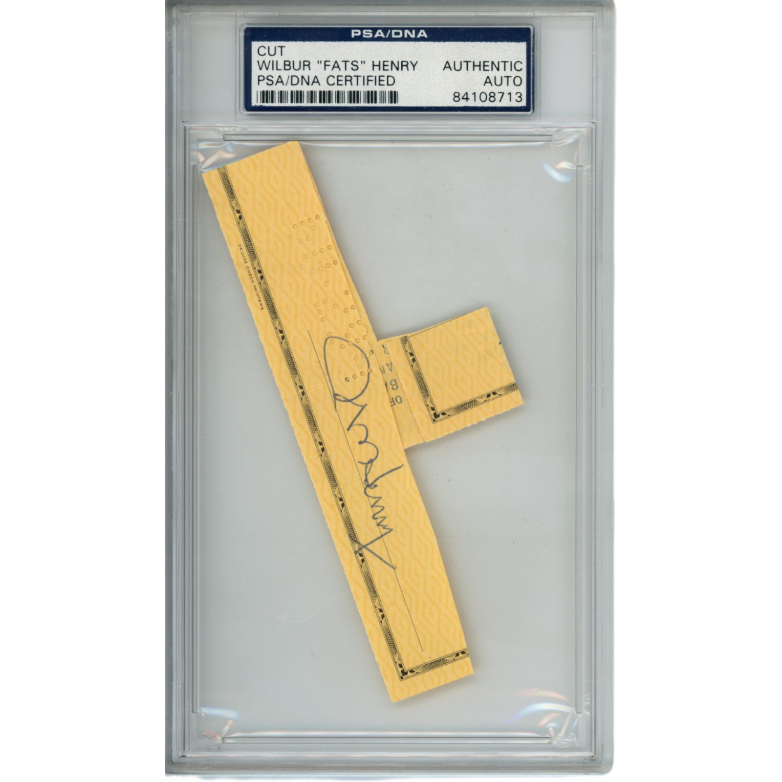 Wilbur "Fats" Henry Autographed Canton Bulldogs Cut Check PSA Slabbed 54788