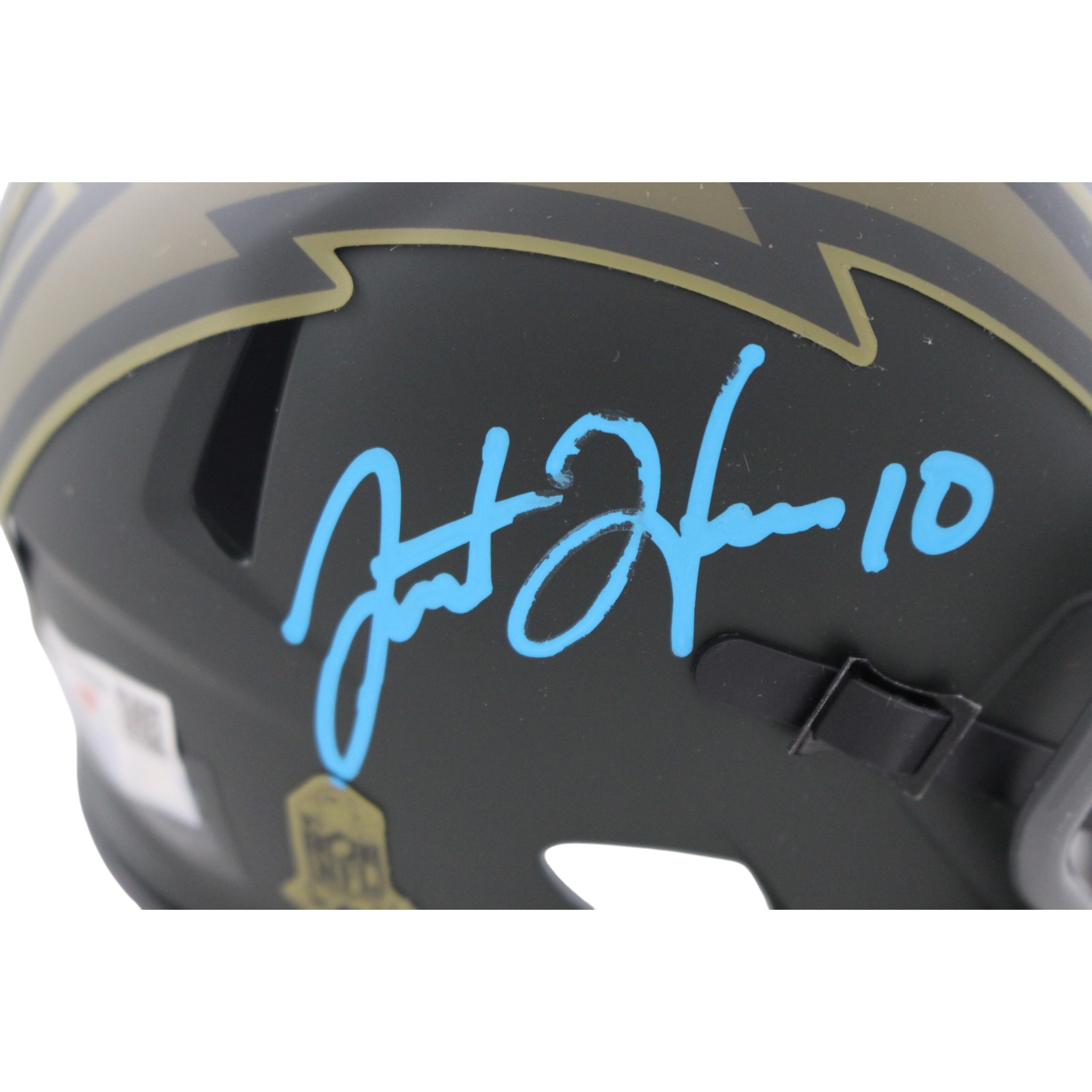 Justin Herbert Autographed Los Angeles Chargers 25STS Mini Helmet Fanatics 56912 2 Justin Herbert Autographed Los Angeles Chargers 25STS Mini Helmet Fanatics 56912