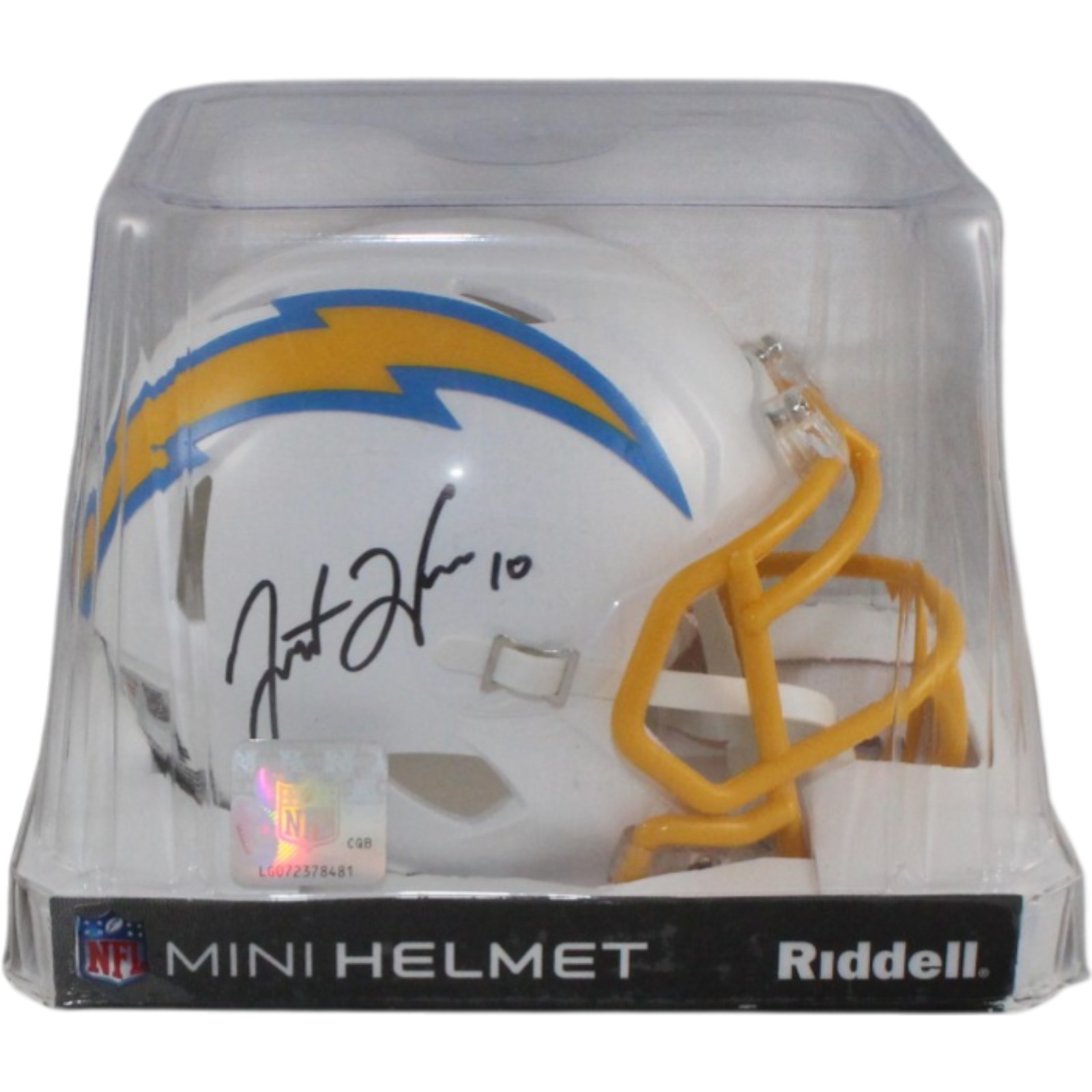 Justin Herbert Autographed Las Angeles Chargers Mini Helmet Fanatics 55217 5 Justin Herbert Autographed Las Angeles Chargers Mini Helmet Fanatics 55217