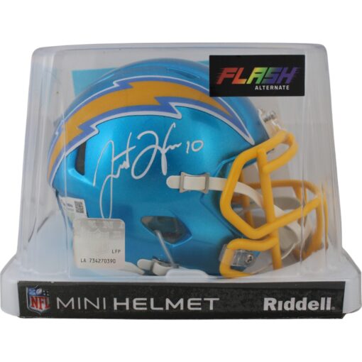 Justin Herbert Autographed Los Angeles Chargers Flash Mini Helmet Fanatics 50033
