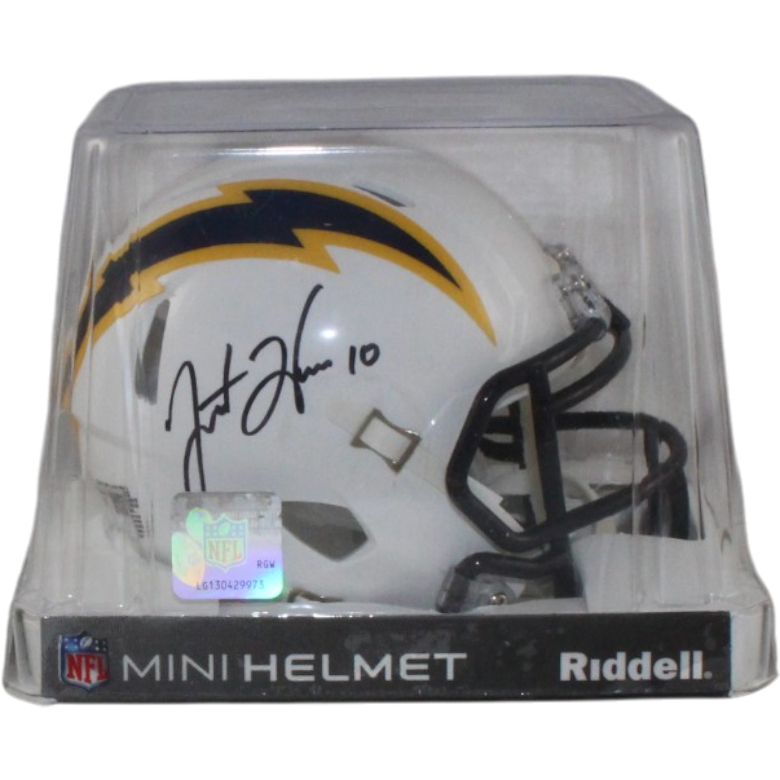 Justin Herbert Signed Los Angeles Chargers Color Rush Mini Helmet Fanatics 56916 5 Justin Herbert Signed Los Angeles Chargers Color Rush Mini Helmet Fanatics 56916