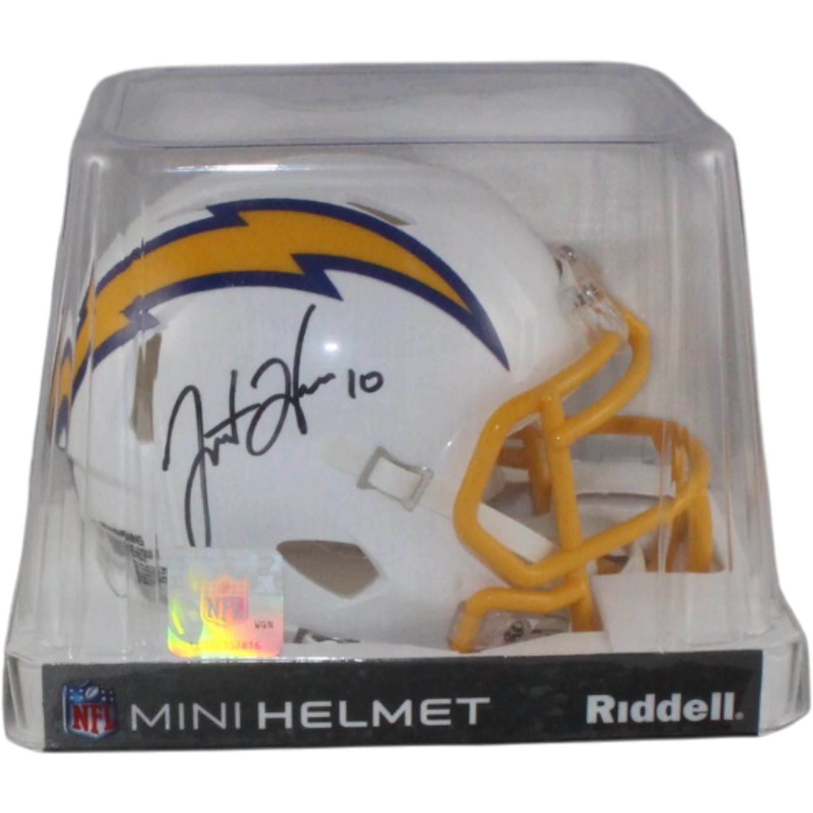 Justin Herbert Signed Los Angeles Chargers Color Rush Mini Helmet Fanatics 56914 5 Justin Herbert Signed Los Angeles Chargers Color Rush Mini Helmet Fanatics 56914