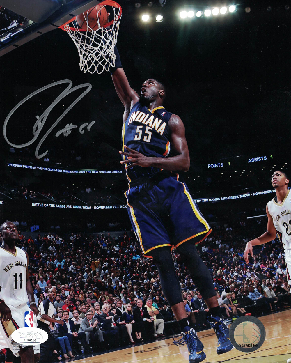 Roy Hibbert Autographed/Signed Indiana Pacers 8x10 Photo JSA 24764 PF