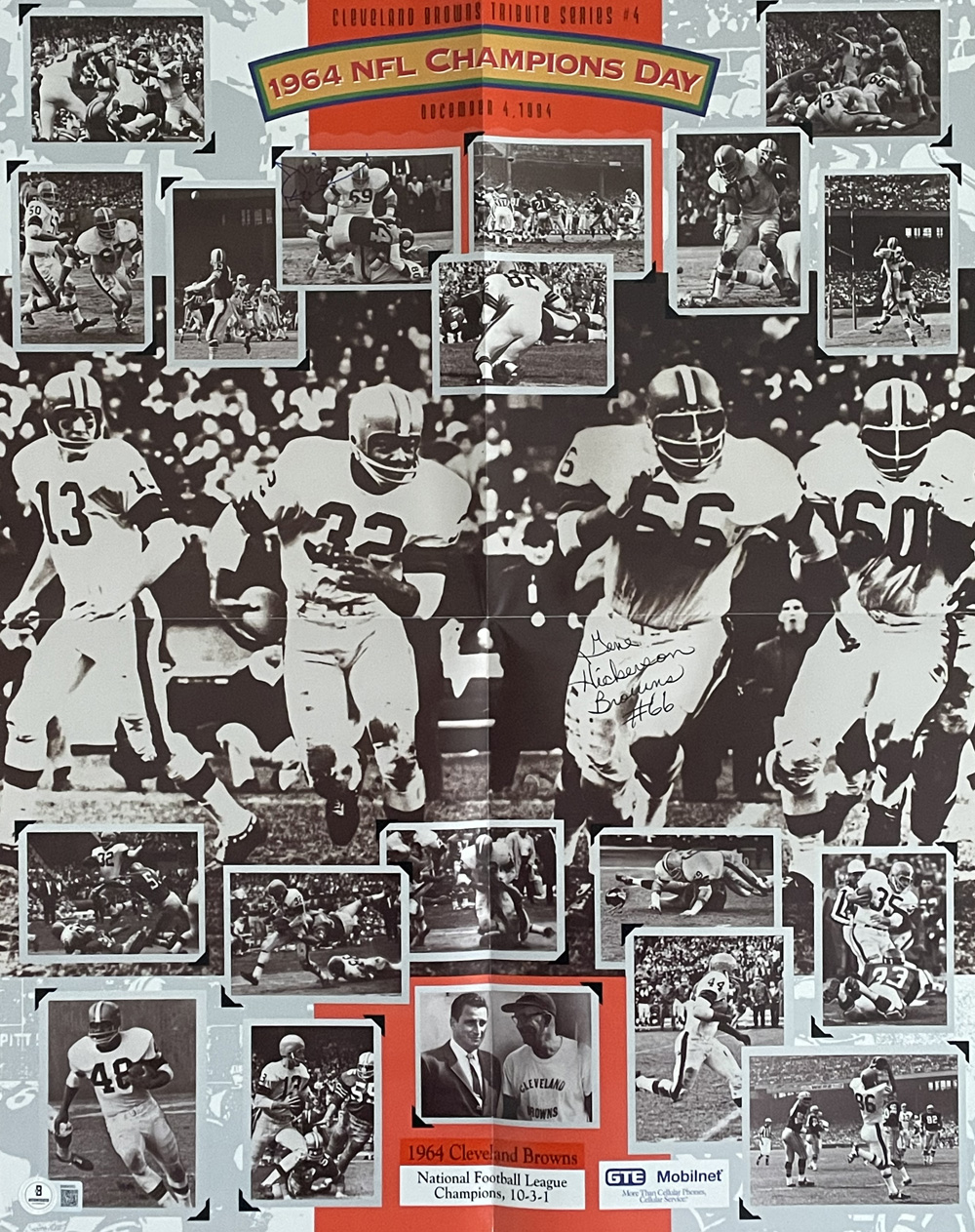 Gene Hickerson & Jim Kanicki Signed Browns 1964 Champions Poster BAS 48234
