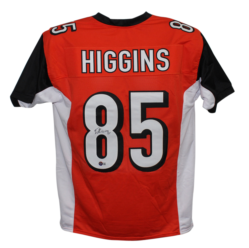 Tee Higgins Autographed/Signed Pro Style Orange XL Jersey Beckett BAS