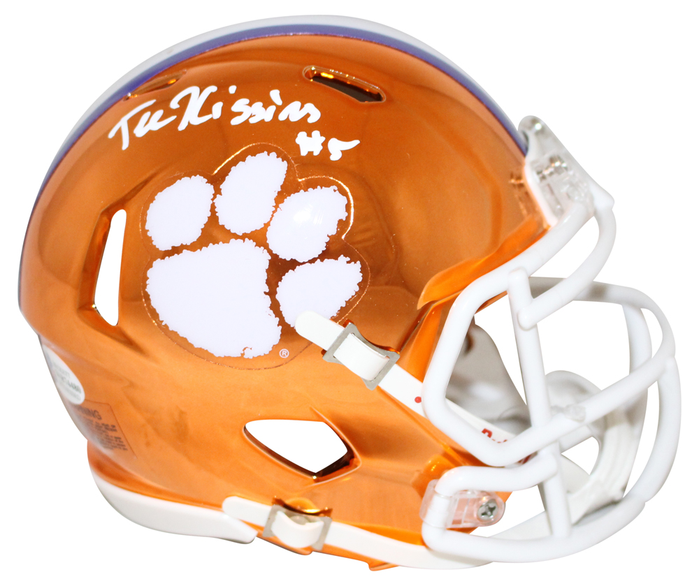 Tee Higgins Autographed/Signed Clemson Tigers Chrome Mini Helmet BAS 27601