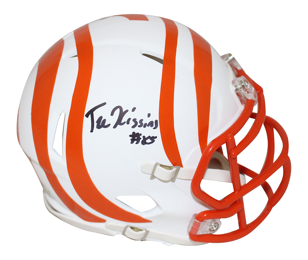 Tee Higgins Autographed Cincinnati Bengals Flat White Mini Helmet BAS 27603